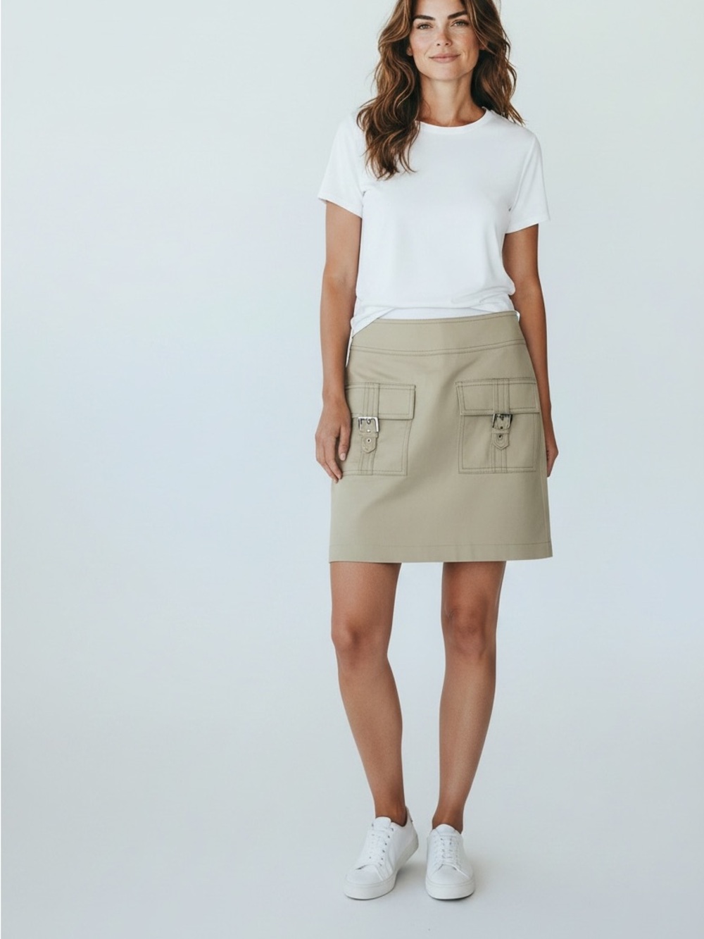 Michael Kors womens Beige Cargo Pocket Mini Skirt size zero